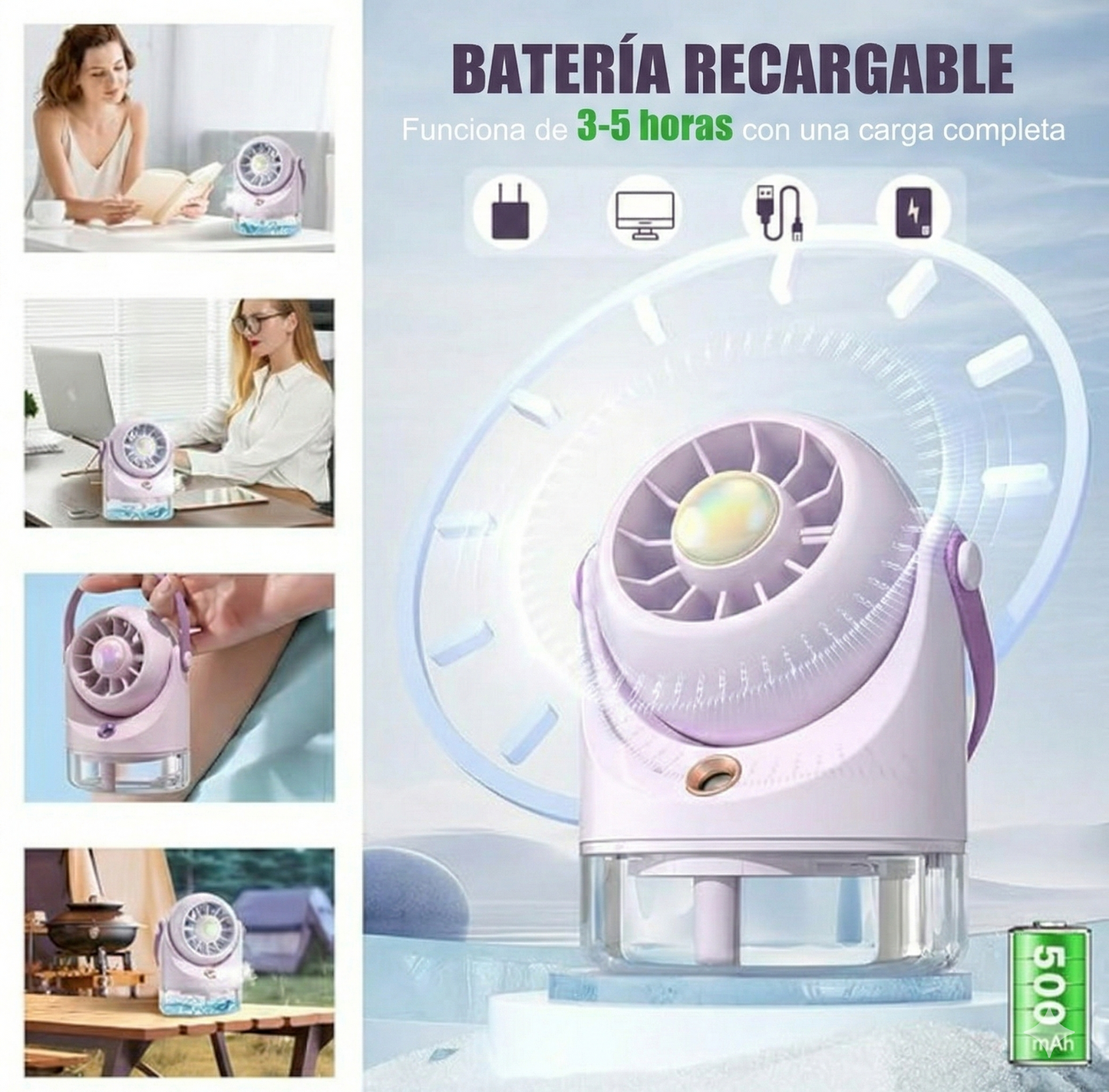 Ventilador Eléctrico con Pulverizador de Agua