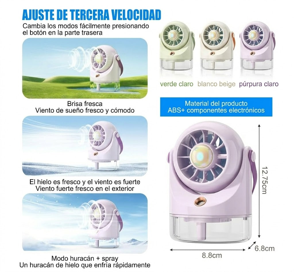 Ventilador Eléctrico con Pulverizador de Agua
